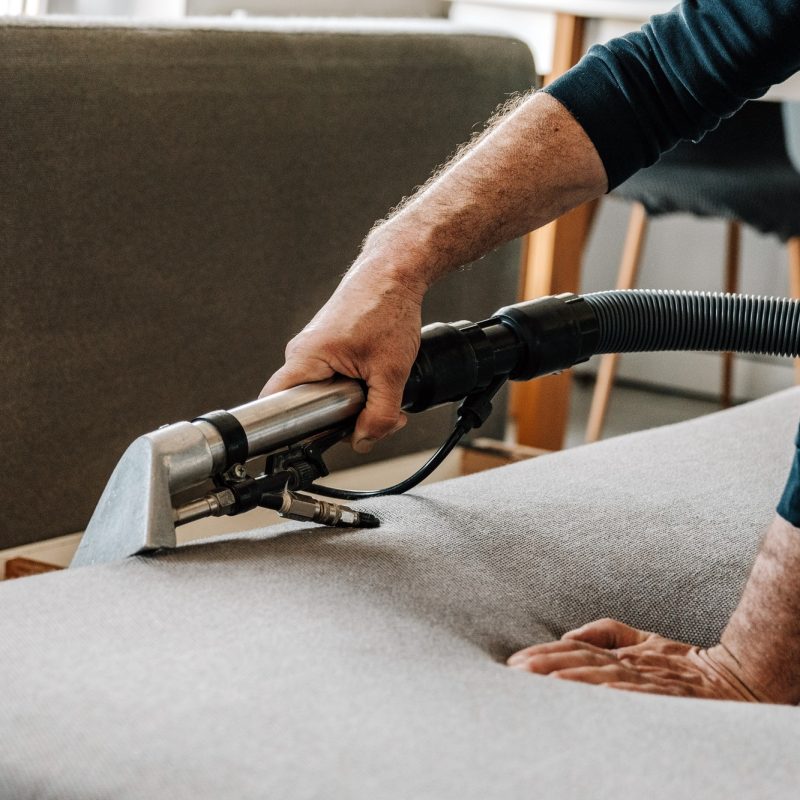 Professional cleaning service deep cleaning sofa at home.